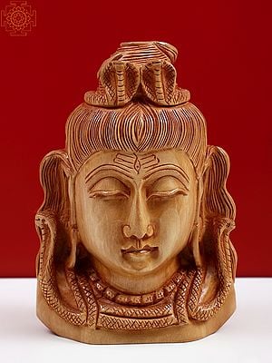 Lord Shiva Head In Wooden