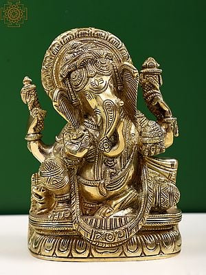 5" Small Brass Ekdanta Ganesha