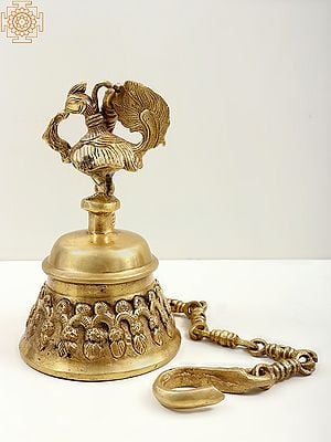 8" Mayur (Peacock) Hanging Bell In Brass