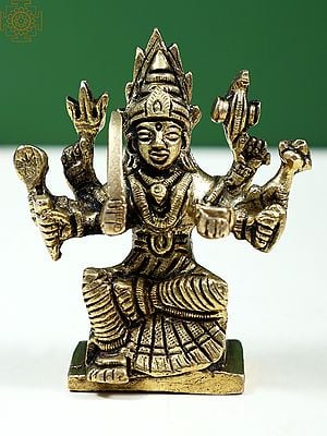 3" Small Brass Mariamman Statue (South Indian Goddess Durga)