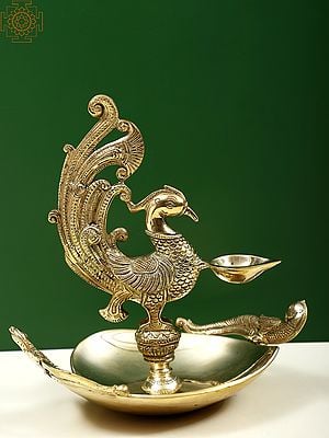 8" Brass Peacock Lamp