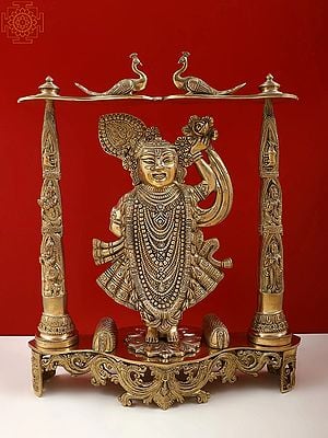 18" Brass Shri Krishna as Shrinath Ji
