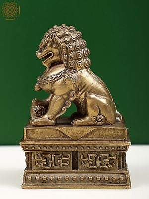4" Small Bronze Chinese Guardian Lion Statue