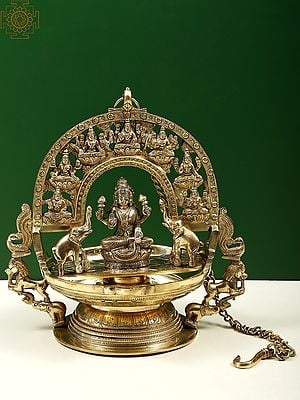 11" Brass Gajalakshmi Hanging Lamp