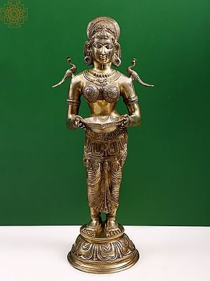 30" Brass Paavai Vilakku | Deep Lakshmi | Handmade