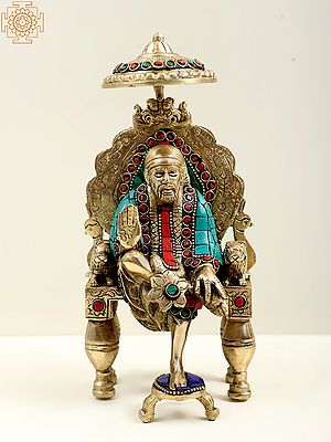 8" Sai Baba Seated on Throne | Inlay Work