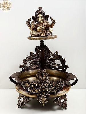 20"  Brass Lord Ganesha Urli