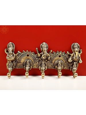 10" Brass Ganesha Design Key Hanger