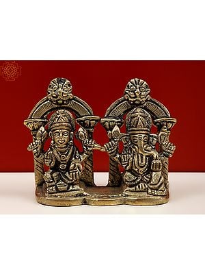 2" Brass Devi Lakshmi with Ganesha | Handmade