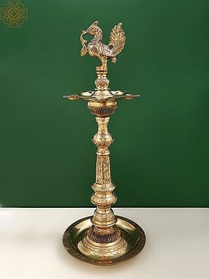 25" Brass Peacock Lamp (Annam Lamp)