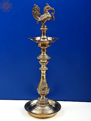 24" Brass Peacock Lamp (Annam Lamp)