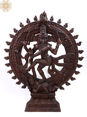 74" Large Wooden Lord Nataraja (Shiva Tandava)
