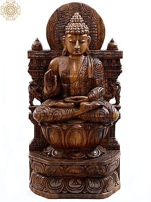 24" Wooden Buddha Preaching His Dharma