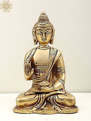 4" Small Brass Lord Buddha Preaching His Dharma