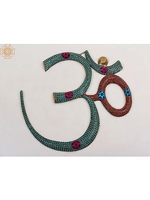 20" Brass Om Wall Hanging with Inlay Work