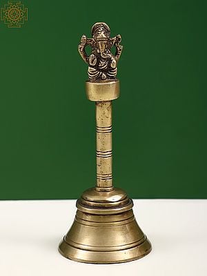 7" Brass Ganesha Handheld Bell