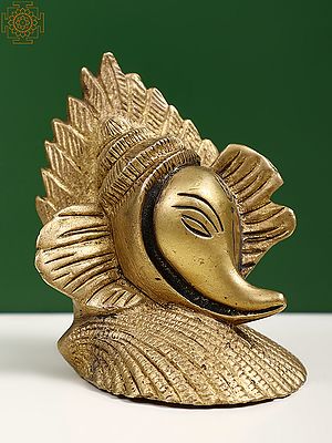 3" Small Brass Ganesha Idol form of a Conch Shell