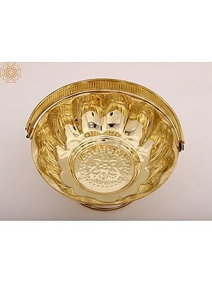 8" Brass Puja Flower Basket