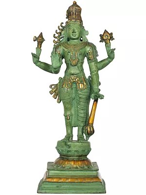 21" Harihara Brass Sculpture - Masterpiece of Eclectic Indian Iconography | Handmade in India