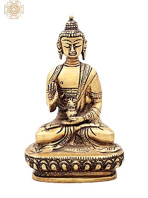 5" Brass Blessing Buddha Sculpture | Tibetan Buddhist Statues | Handmade | Made in India