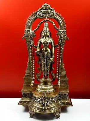 40" Graciously Adorned, Larger-Than-Life Lord Vishnu | Handmade