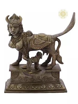 7" Kamadhenu The Wish-Fulfilling Divine Cow in Brass | Handmade | Made In India