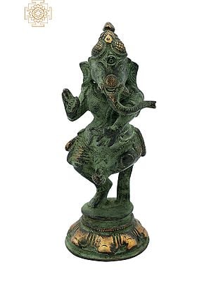 4" Dancing Ganesha Small Statue in Brass | Handmade | Made in India