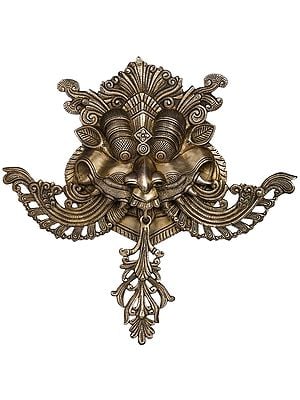 18" Large Kirtimukha Wall Hanging (Ward off Evil) in Brass | Handmade