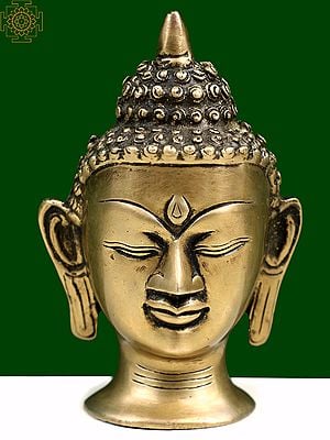 5" Buddhist Lord Buddha Head Statue in Brass | Handmade | Made in India