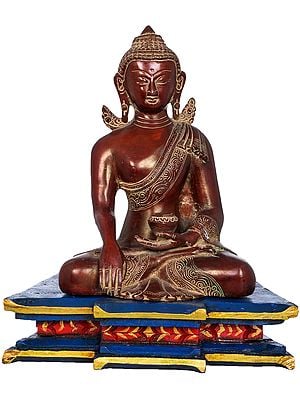 9" Lord Buddha in Earth Touching Gesture - Tibetan Buddhist In Brass | Handmade | Made In India