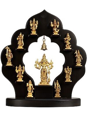 14" Dashavatara- The Ten Incarnations of Lord Vishnu In Brass | Handmade | Made In India