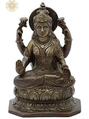 5" Ashirwad Lakshmi Statue in Brass | Handmade | Made in India