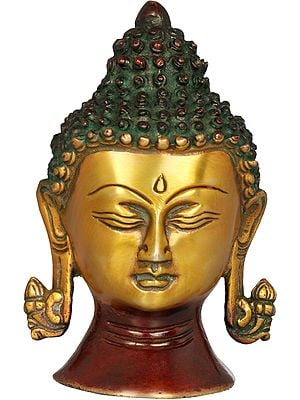 5" Lord Buddha Head - Tibetan Buddhist In Brass | Handmade | Made In India
