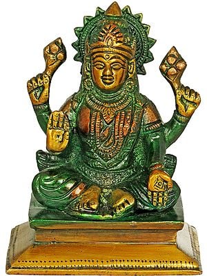 4" Goddess Lakshmi Small Size Statue in Brass | Handmade | Made in India