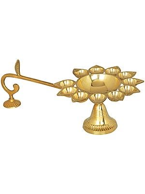 15" Eleven Wicks Aarti in Brass | Handmade | Made in India