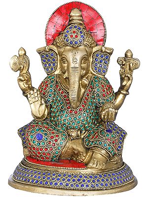 8" Seated Ganesha In Brass | Handmade | Made In India