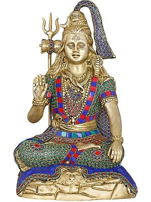 14" Blessing Shiva In Brass | Handmade | Made In India