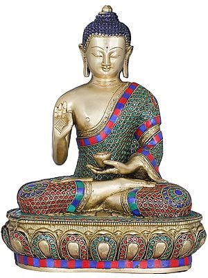 13" Lord Buddha Preaching His Dharma - Tibetan Buddhist In Brass | Handmade | Made In India