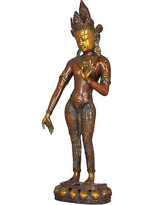 20" Tibetan Buddhist Deity Avalokiteshvara In Brass | Handmade | Made In India