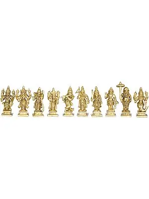 2" Dashavatara - Ten Incarnations of Lord Vishnu (Small Size) In Brass | Handmade | Made In India