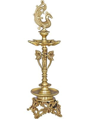 24" Mayur Lamp in Brass | Handmade | Made in India