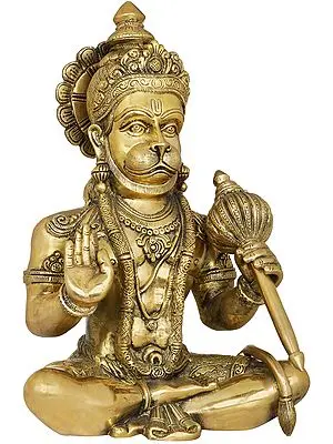 14" The Blessing Hanuman In Brass | Handmade | Made In India