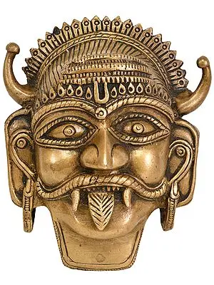 5" Bhairava Wall Hanging Mask In Brass | Handmade | Made In India
