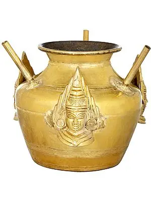 Ritual Pot With Three Devi Masks