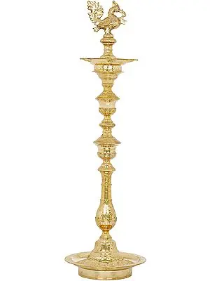 43" Resplendent Peacock Lamp (Annam Lamp) In Brass | Handmade | Made In India