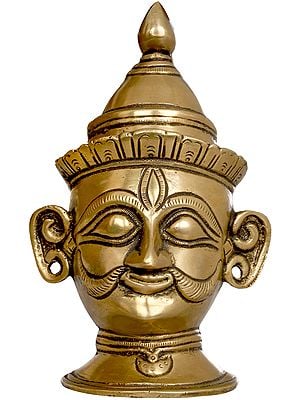 6" Bhairava Mask in Brass | Handmade Statue | Made in India