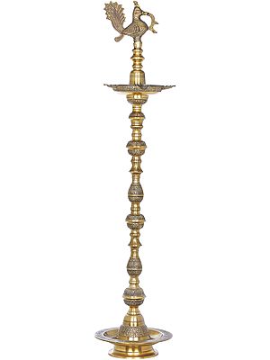64" Very Large Peacock Lamp in Brass | Handmade | Made in India