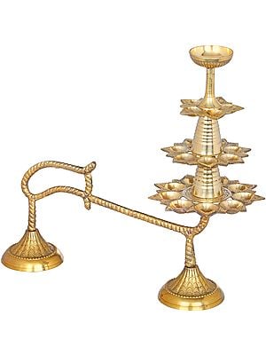 14" Twenty-Two Wicks Arti in Brass | Handmade | Made in India