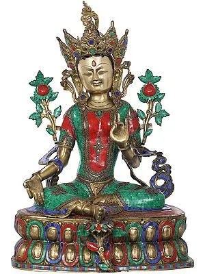 33" Emerald Tara, The Khadiravani Bodhisattva In Brass | Handmade | Made In India