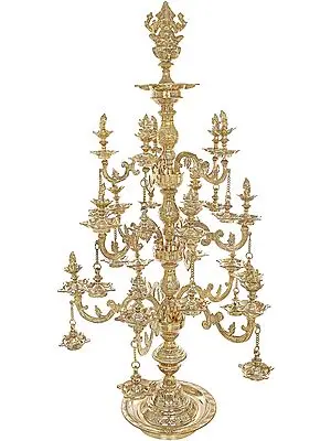 57" Effulgent Lord Ganesha Lamp In Brass | Handmade | Made In India